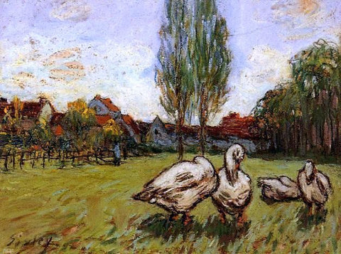  Alfred Sisley Geese - Hand Painted Oil Painting