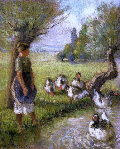  Camille Pissarro Goose Girl - Hand Painted Oil Painting