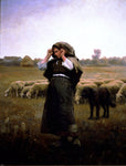  Daniel Ridgway Knight Shepherdess and her Flock - Hand Painted Oil Painting