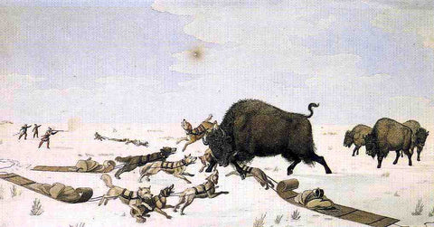  Peter Rindisbacher Buffalo Hunt - Hand Painted Oil Painting