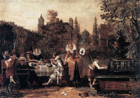  Esaias Van de Velde Garden Party Before a Palace - Hand Painted Oil Painting