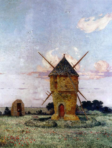  Ferdinand Du Puigaudeau Brittany near Pulis (also known as Windmill near Guerande) - Hand Painted Oil Painting