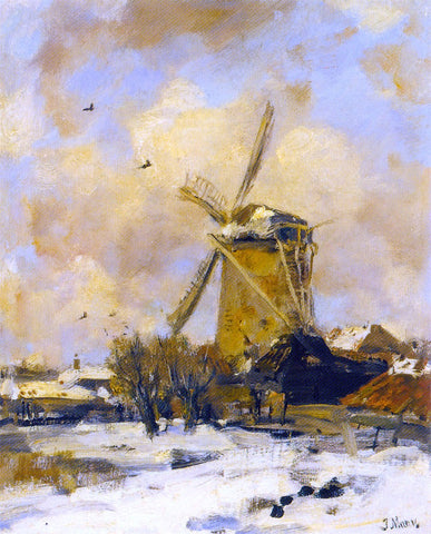 Jacob Henricus Maris A Windmill in a Winter Landscape - Hand Painted Oil Painting