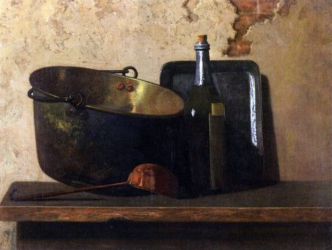  John Frederick Peto Wine and Brass Stewing Kettle (also known as Preparation of French Potage) - Hand Painted Oil Painting