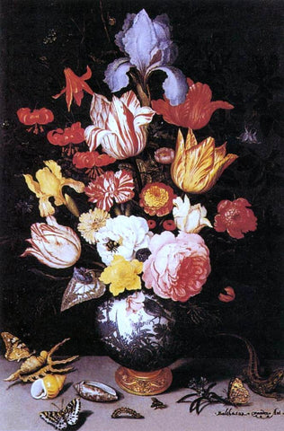  Balthasar Van der Ast Flower Still-Life with Shell and Insects - Hand Painted Oil Painting