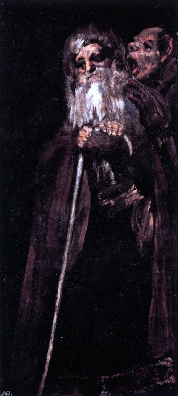 Francisco Jose de Goya Y Lucientes Two Old Men Oil Painting
