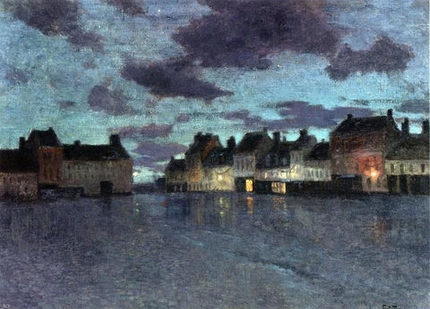  Fritz Thaulow Marketplace in Dieppe, After a Rainstorm - Hand Painted Oil Painting