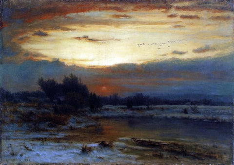  George Inness Winter, Close of Day (also known as A Winter Day) - Hand Painted Oil Painting