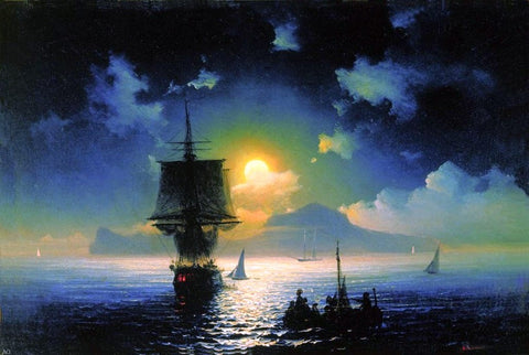  Ivan Constantinovich Aivazovsky A Lunar Night on Capri - Hand Painted Oil Painting