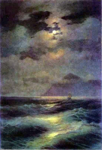  Ivan Constantinovich Aivazovsky View of the Sea by Moonlight - Hand Painted Oil Painting