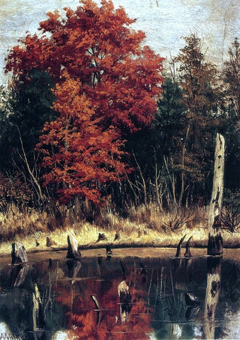  William Aiken Walker Autumn Wood in North Carolina with Tree Stumps in Water - Hand Painted Oil Painting