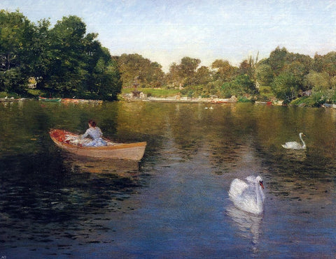  William Merritt Chase On the Lake, Central Park - Hand Painted Oil Painting
