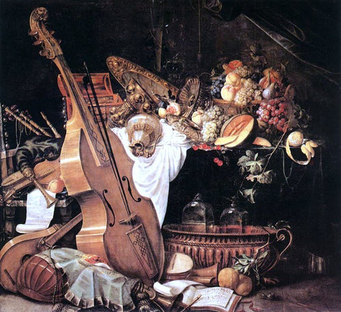  Cornelis De Heem Vanitas Still-Life with Musical Instruments - Hand Painted Oil Painting