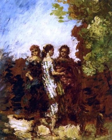  Adolphe-Joseph-Thomas Monticelli Three Friends - Hand Painted Oil Painting