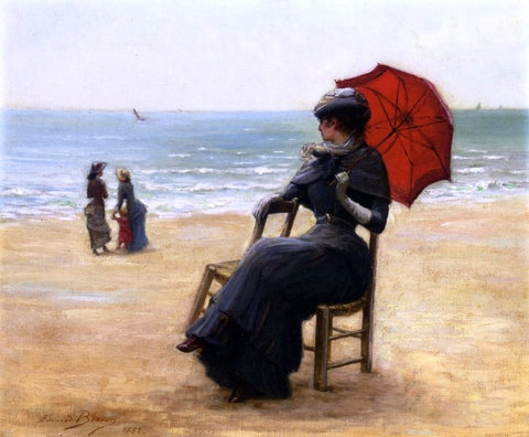  Edouard Bisson Sitting by the Sea - Hand Painted Oil Painting