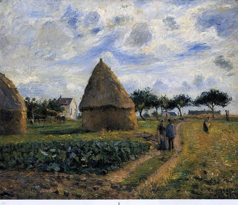  Camille Pissarro Peasants and Hay Stacks - Hand Painted Oil Painting