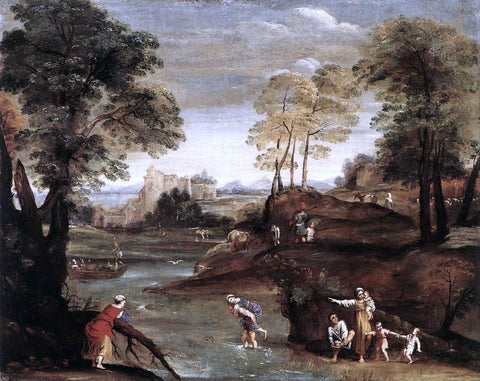  Domenichino Landscape with Ford - Hand Painted Oil Painting