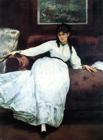  Edouard Manet Repose: Portrait of Berthe Morisot - Hand Painted Oil Painting
