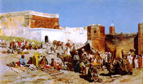  Edwin Lord Weeks Open Market, Morocco - Hand Painted Oil Painting
