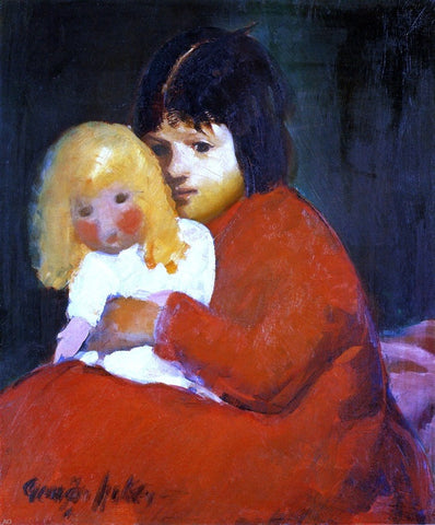  George Luks Girl with Doll - Hand Painted Oil Painting