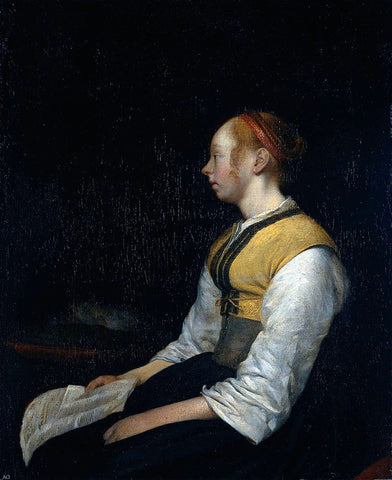  Gerard Ter Borch Girl in Peasant Costume. Probably Gesina, the Painter's Half-Sister - Hand Painted Oil Painting