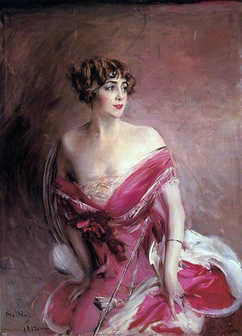  Giovanni Boldini Portrait of Mlle de Gillespie, 'La Dame de Biarritz' - Hand Painted Oil Painting