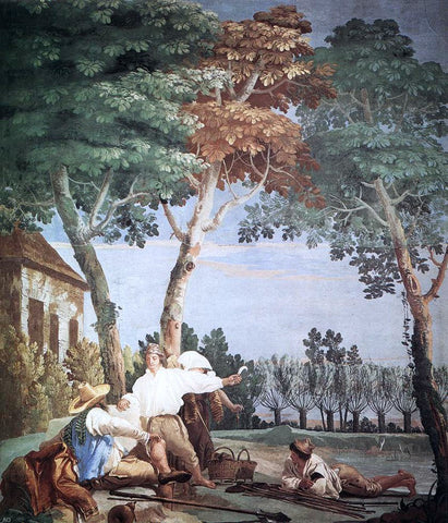  Giovanni Domenico Tiepolo Peasants at Rest - Hand Painted Oil Painting