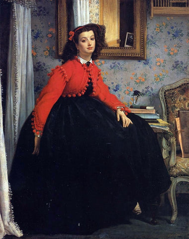  James Tissot Portrait of Mademoiselle L. L. (also known as Young Woman in a Red Jacket) - Hand Painted Oil Painting