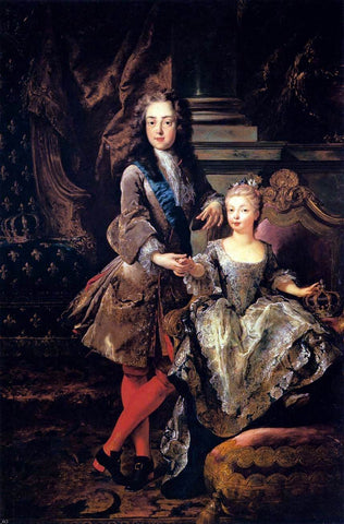  Jean-Francois De Troy Portrait of Louis XV of France and Maria Anna Victoria of Spain - Hand Painted Oil Painting