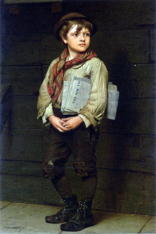  John George Brown News Boy - Hand Painted Oil Painting
