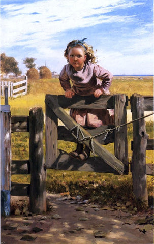  John George Brown Swinging on a Gate, Southampton, New York - Hand Painted Oil Painting
