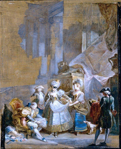  Luis Paret Y Alcazar Elegant Company Preparing for a Masked Ball - Hand Painted Oil Painting