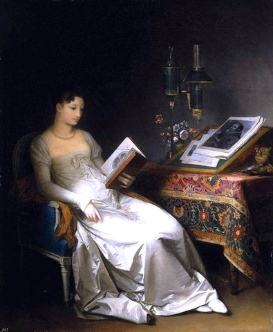 Marguerite Gerard Lady Reading in an Interior - Hand Painted Oil Painting