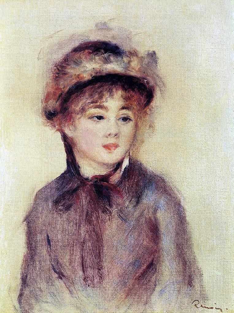 Pierre Auguste Renoir Bust of a Woman Wearing a Hat Oil Pierre Auguste Renoir Bust of a Woman Wearing a Hat Oil