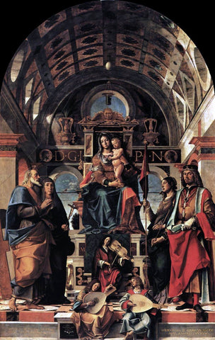  Bartolomeo Montagna Madonna and Child Enthroned with Saints - Hand Painted Oil Painting