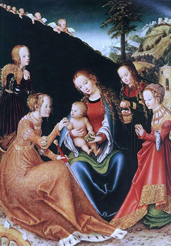  The Elder Lucas Cranach The Mystic Marriage of St Catherine - Hand Painted Oil Painting