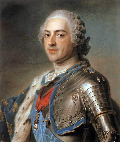 Louis XV by Maurice Quentin De La Tour - Hand Painted Oil Painting