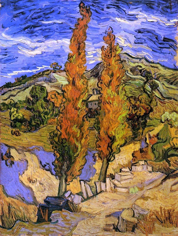 Two Poplars on a Road through the Hills by Vincent Van Gogh - Hand Painted Oil Painting