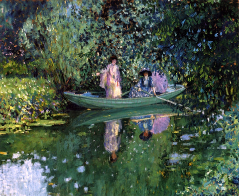  Frederick Carl Frieseke Grey Day on the River (also known as Two Ladies in a Boat) - Hand Painted Oil Painting