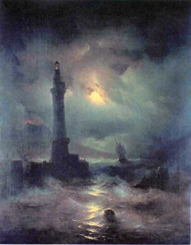  Ivan Constantinovich Aivazovsky The Lighthouse of Naples - Hand Painted Oil Painting