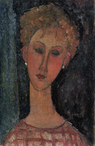  Amedeo Modigliani A Blond Wearing Earings - Hand Painted Oil Painting