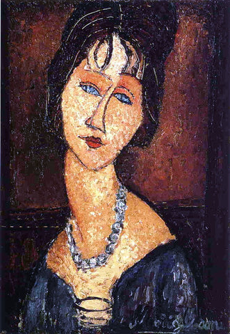  Amedeo Modigliani Jeanne Hebuterne with Necklace - Hand Painted Oil Painting