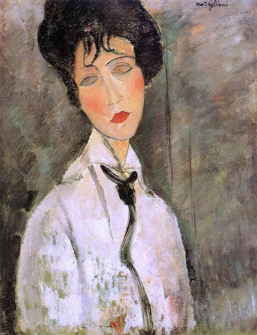  Amedeo Modigliani Portrait of a Woman in a Black Tie - Hand Painted Oil Painting