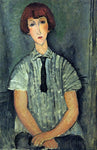  Amedeo Modigliani Young Girl in a Striped Blouse - Hand Painted Oil Painting