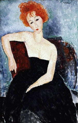  Amedeo Modigliani Young Redhead in an Evening Dress - Hand Painted Oil Painting