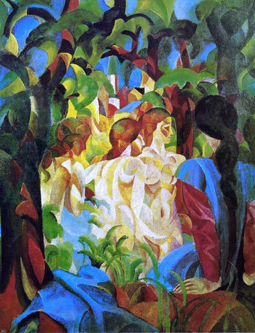  August Macke Girls Bathing with Town in Background - Hand Painted Oil Painting