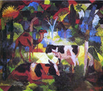  August Macke Landscape with Cows and Camel - Hand Painted Oil Painting