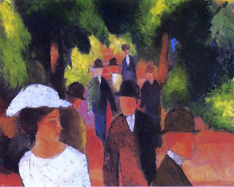  August Macke Promenade (with Half Length of Girl in White) - Hand Painted Oil Painting
