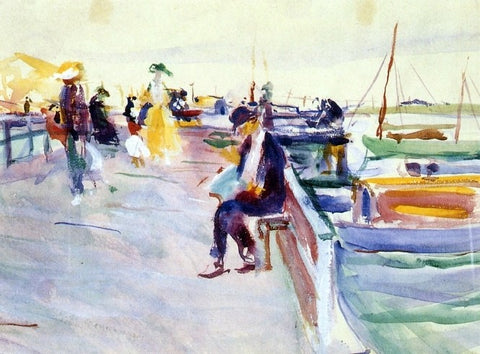  Charles Webster Hawthorne Figures on a Pier - Hand Painted Oil Painting