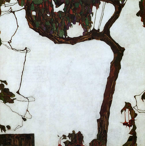  Egon Schiele Autumn Tree with Fuchsias - Hand Painted Oil Painting